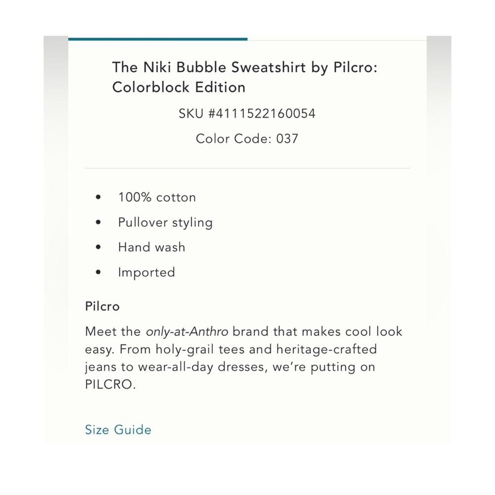 Women's NEW Pilcro Anthropologie Niki Bubble Sweatshirt Colorblock size Large - Picture 5 of 9